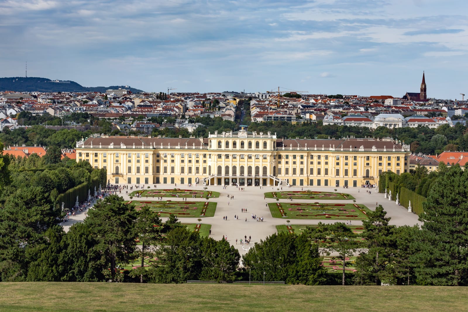 Schönbrunn Palace and its gardens, with Vienna beyond